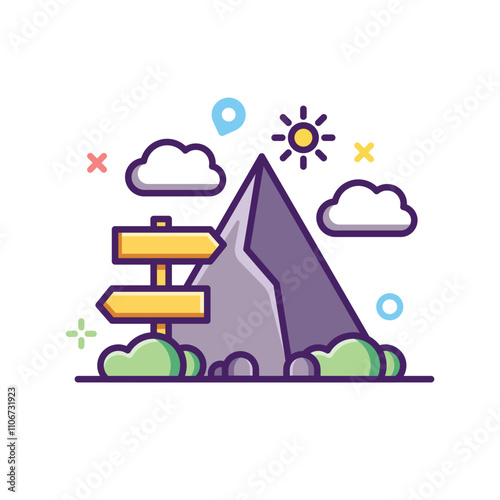  Mountain Travel Illustration, icon, Element, Cartoon, cute vector