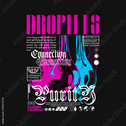 Streetwear T-shirt Design Vector, Streetwear Graphic Tee. Brutalism Design for T shirt, Urban T-shirt Design for Print on Demand. Streetwear Graphic for DTF DTG Printing. Trendy Urban Design