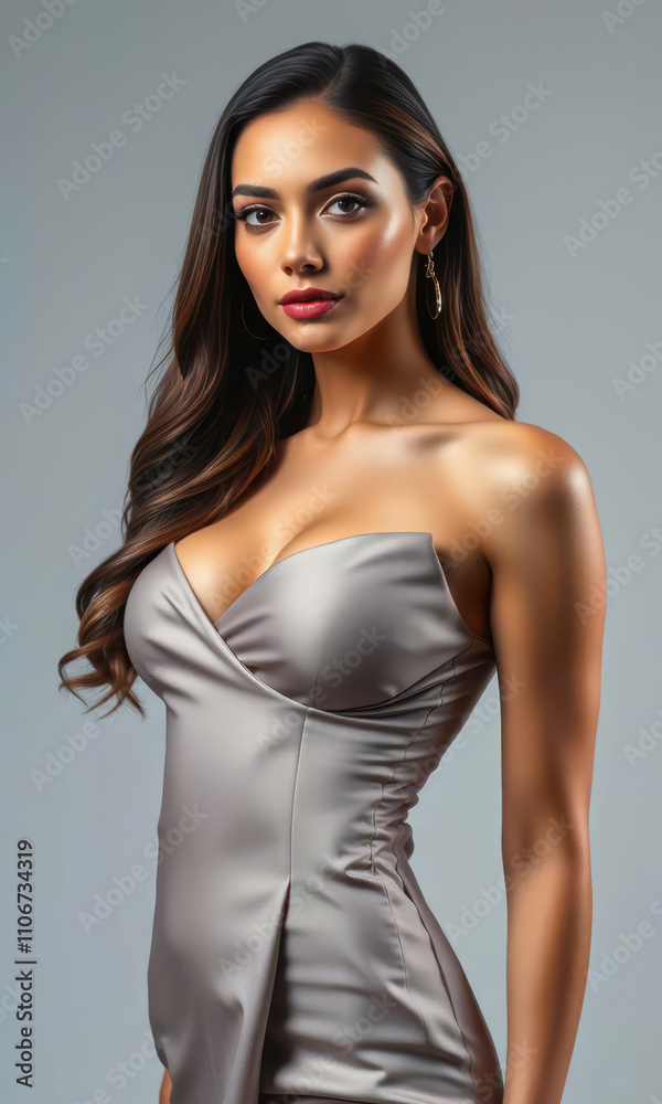 Elegant female model in a stunning black dress with sleek high heels exuding sophistication and charm in a professional studio portrait of contemporary high fashion Elegant female model in a stunning black dress with sleek high heels exuding sophistication and charm in a professional studio portrait of contemporary high fashion