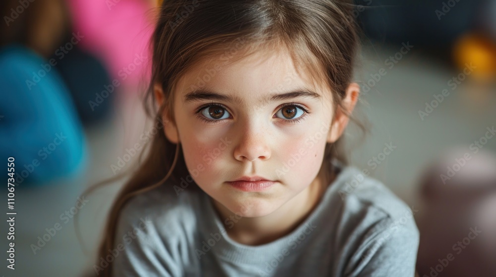 Sad children sitting alone or looking thoughtful, conveying emotions Sad children sitting alone or looking thoughtful, conveying emotions