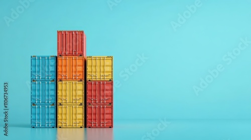 Towering stacks of colorful shipping containers, glimpse into global logistics and maritime trade