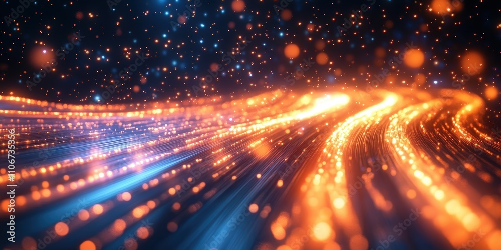 Dynamic Flow of Colorful Lights Creating a Magical Abstract Background with Glowing Particles and Bright Waves in an Enchanting Galaxy Dynamic Flow of Colorful Lights Creating a Magical Abstract Background with Glowing Particles and Bright Waves in an Enchanting Galaxy