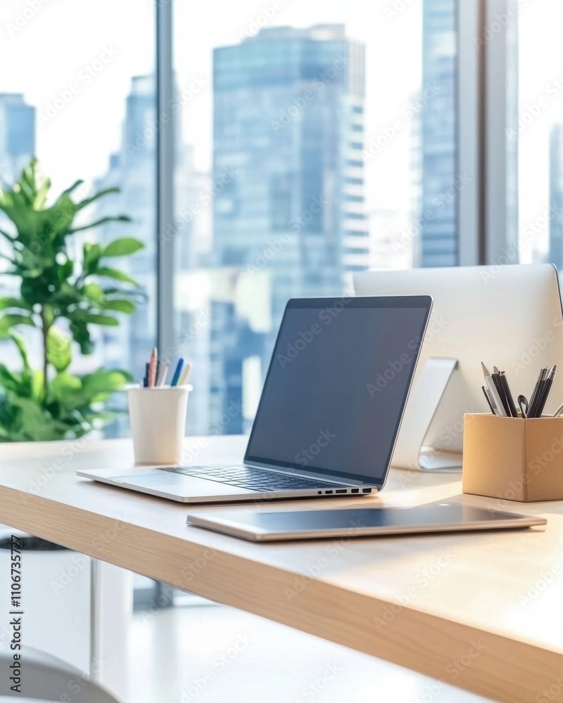 A computer desk with two monitors, a keyboard, and a mouse A computer desk with two monitors, a keyboard, and a mouse