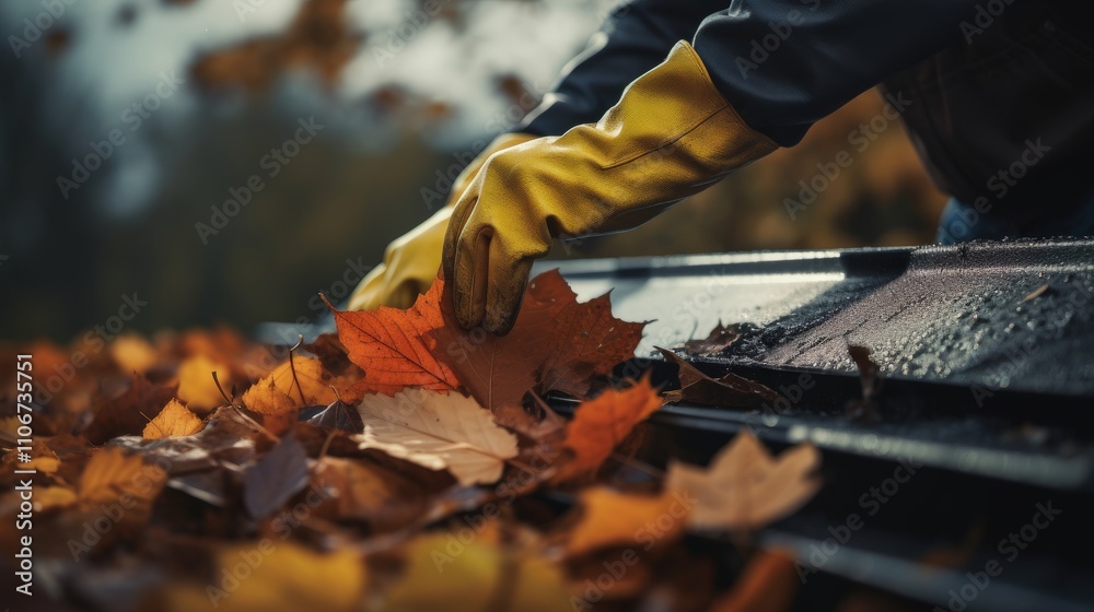 Autumn Leaves Cleanup Backyard Gardening Outdoor Close-Up Seasonal Maintenance Autumn Leaves Cleanup Backyard Gardening Outdoor Close-Up Seasonal Maintenance