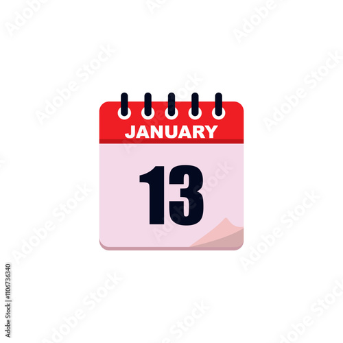 January 13 th calendar icon. Day 13 of month. Vector illustration.