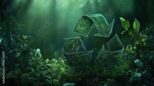 Environmental awareness campaign lush forest digital artwork eco-friendly concept close-up view sustainability focus photo