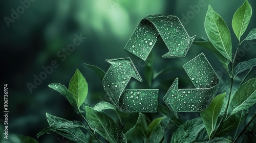 Eco-friendly recycling practices natural environment digital art lush greenery close-up view sustainable living photo