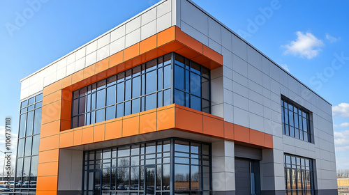 Modern Orange and Gray Commercial Building