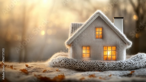 Cozy winter evening scene warm home aesthetic nature background soft lighting inviting atmosphere