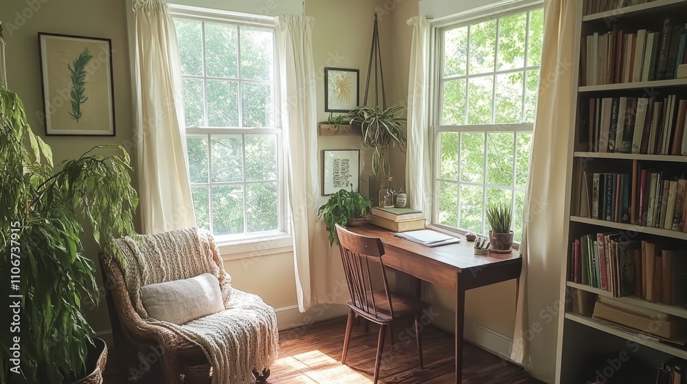 Cozy Scandinavian Inspired Office Space with Natural Light
