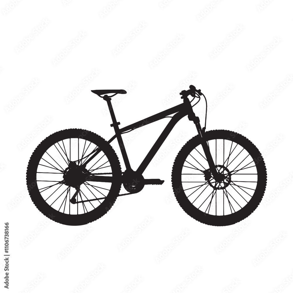 Naklejka premium High-Quality Silhouette of Mountain Bike on White Background