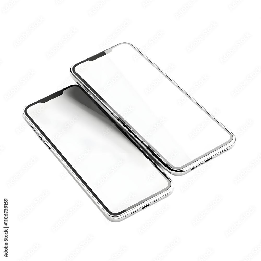 Two Modern Smartphones Displaying Blank Screens