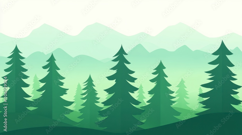 Fototapeta premium Serene Green Landscape with Pine Trees
