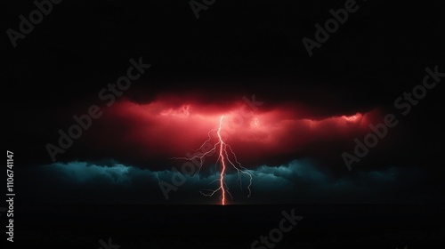 Wallpaper Mural Dramatic Red Teal Night Thunderstorm Lightning Strike Torontodigital.ca