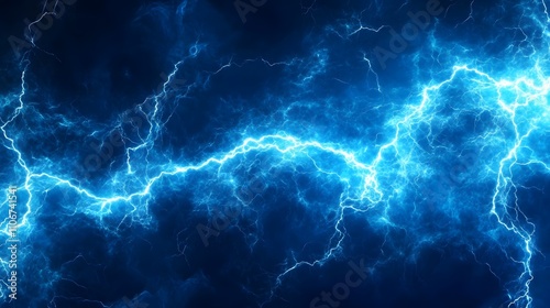 A vibrant depiction of electric blue lightning against a dark background.