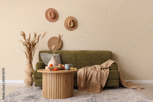 Cozy autumn living room int...