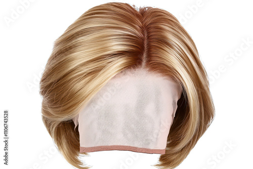 High-resolution image of blond human male hair wig isolated on white.