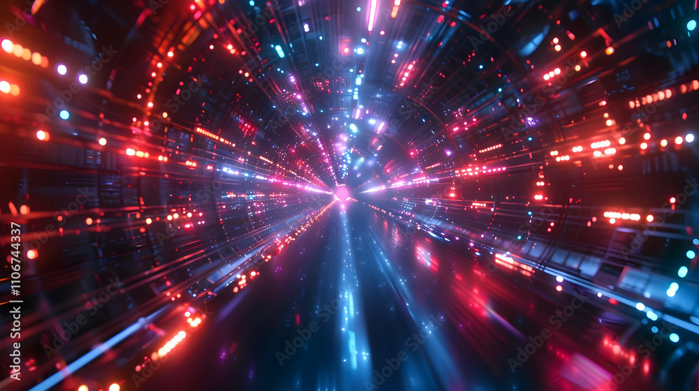 Abstract 3D Tunnel Background: Vivid Neon Lights Radiate Energy Through Cyberspace, Creating a Dynamic and Futuristic Visual Abstract 3D Tunnel Background: Vivid Neon Lights Radiate Energy Through Cyberspace, Creating a Dynamic and Futuristic Visual