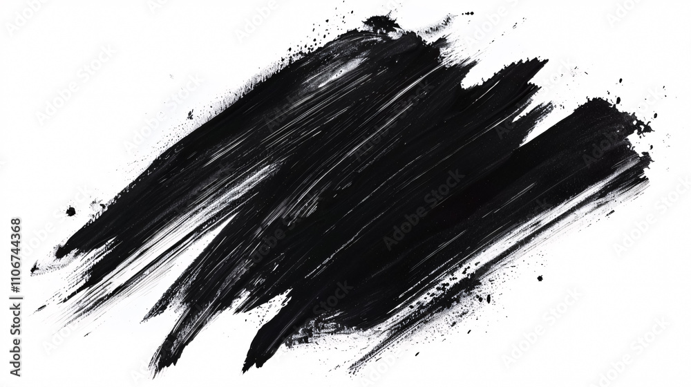 Black watercolor paint brush strokes isolated on a white background, 4K resolution. Black watercolor paint brush strokes isolated on a white background, 4K resolution.