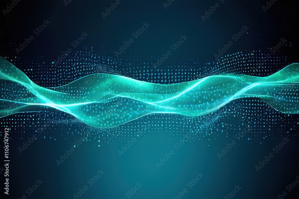 the AI Image Generator, Digital Wave With Glowing Blue Dots On Dark the AI Image Generator, Digital Wave With Glowing Blue Dots On Dark