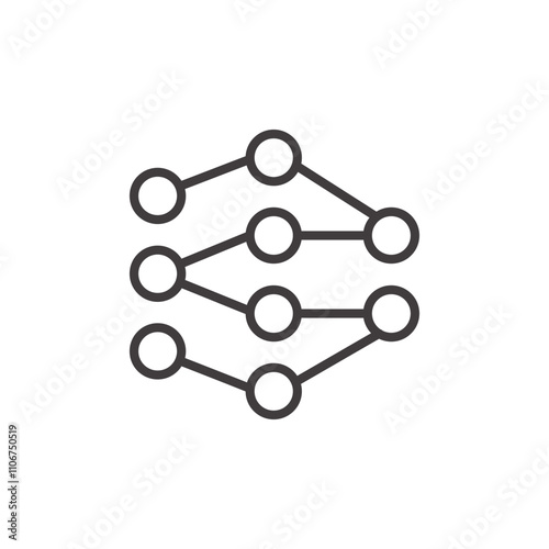 Neural Network thin liner icon vector.