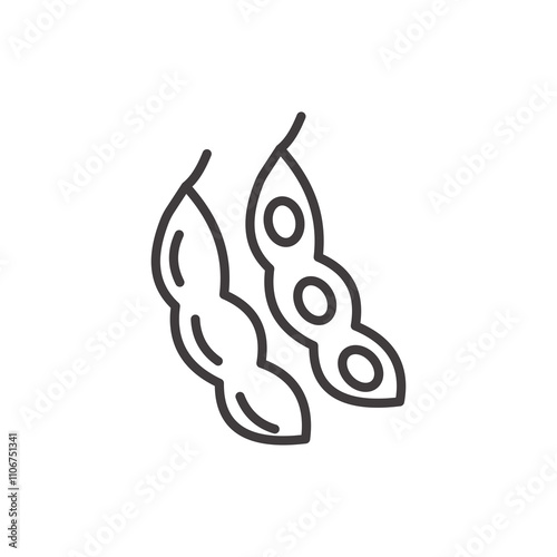 Soy Beans thin liner icon vector.