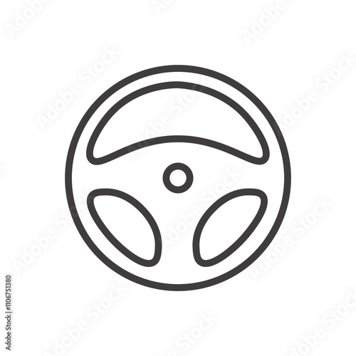 Steering Wheel thin liner icon vector.