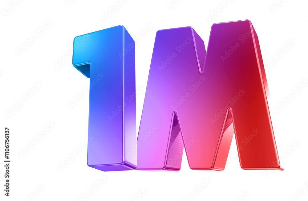 1M Follow 3D Number 1M Follow 3D Number