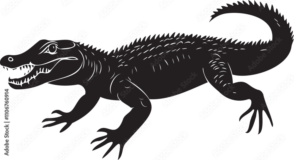 Fototapeta premium Silhouette of a crocodile crawling