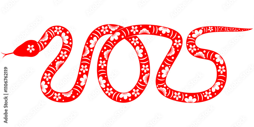 Snake vector design forming the number 2025 for Chinese New Year Snake vector design forming the number 2025 for Chinese New Year