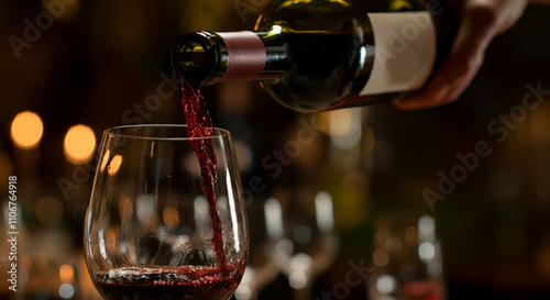 Red wine being carefully po...