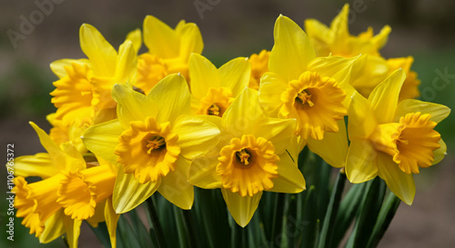 Bright yellow daffodils in ...