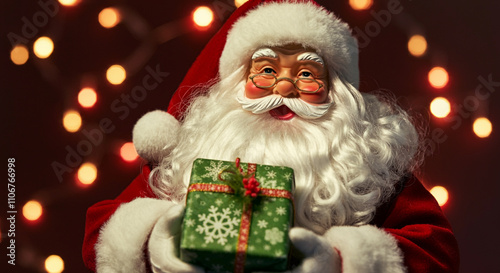 A cheerful Santa Claus hold...