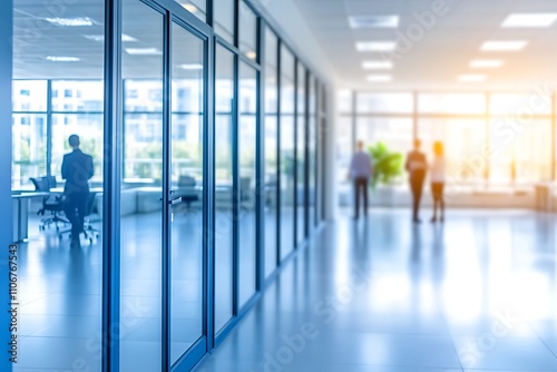 Modern Office Building Interior With Blurred Figures