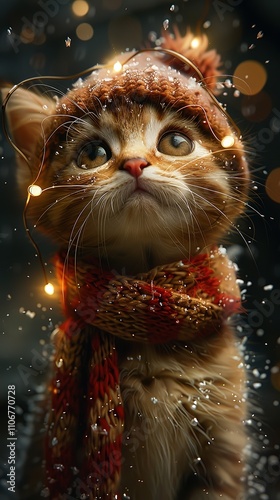 Super cute and lovely Christmas kitten