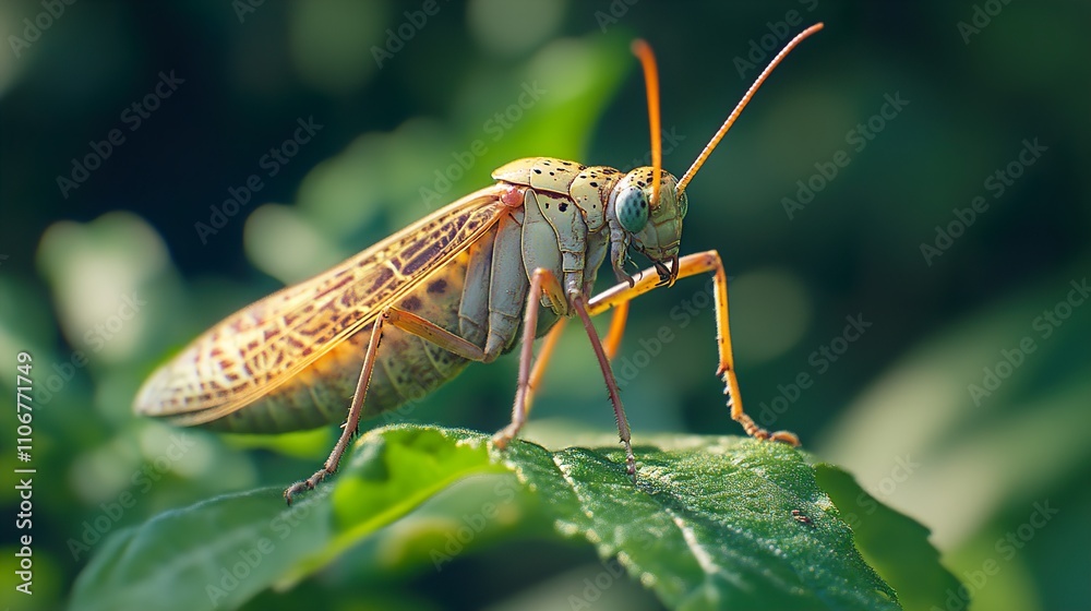 Close-up of a Striking Insect on a Leaf Close-up of a Striking Insect on a Leaf