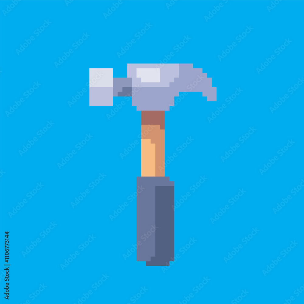 hammer pixel art, vector illustration on isolated background.