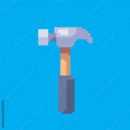 hammer pixel art, vector illustration on isolated background. photo