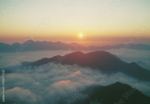Sunrise over the mountains.