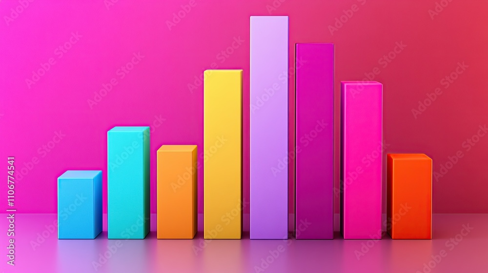 Colorful bar graph on a vibrant background, representing data visually. Colorful bar graph on a vibrant background, representing data visually.