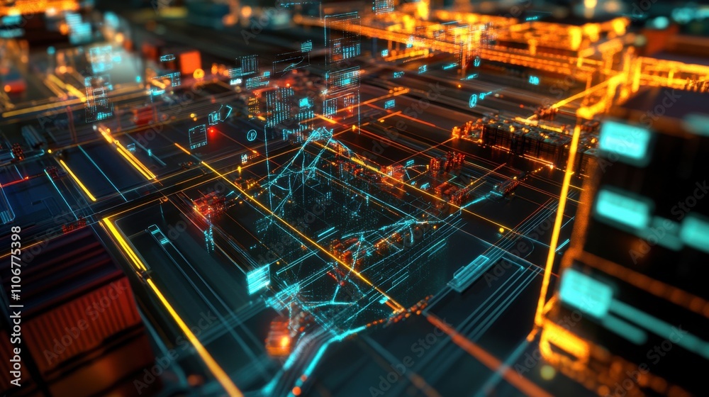 Futuristic Data Network with Glowing Lines and Nodes Futuristic Data Network with Glowing Lines and Nodes