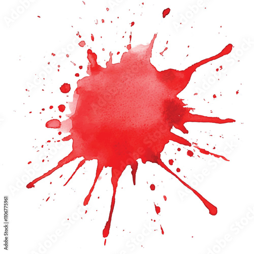  Red splash watercolor clipart illustration