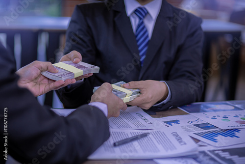 Wallpaper Mural Exchange money, Business peoople exchange Europe money (Euro) for Dollars money. Business exchange and investment concept. Torontodigital.ca