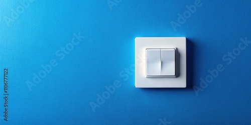 Minimalist Aerial Photography of White Light Switch on Blue Wall, Modern Interior Design, Clean Aesthetic, Home Decor Inspiration, Contemporary Living Space, Elegant Simplicity