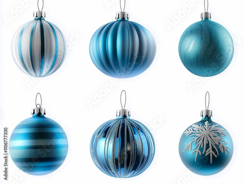 Merry Christmas Ornament 3d set blue