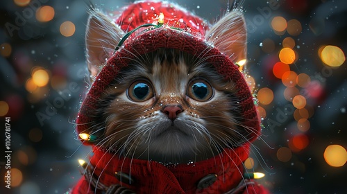 Super cute and lovely Christmas kitten