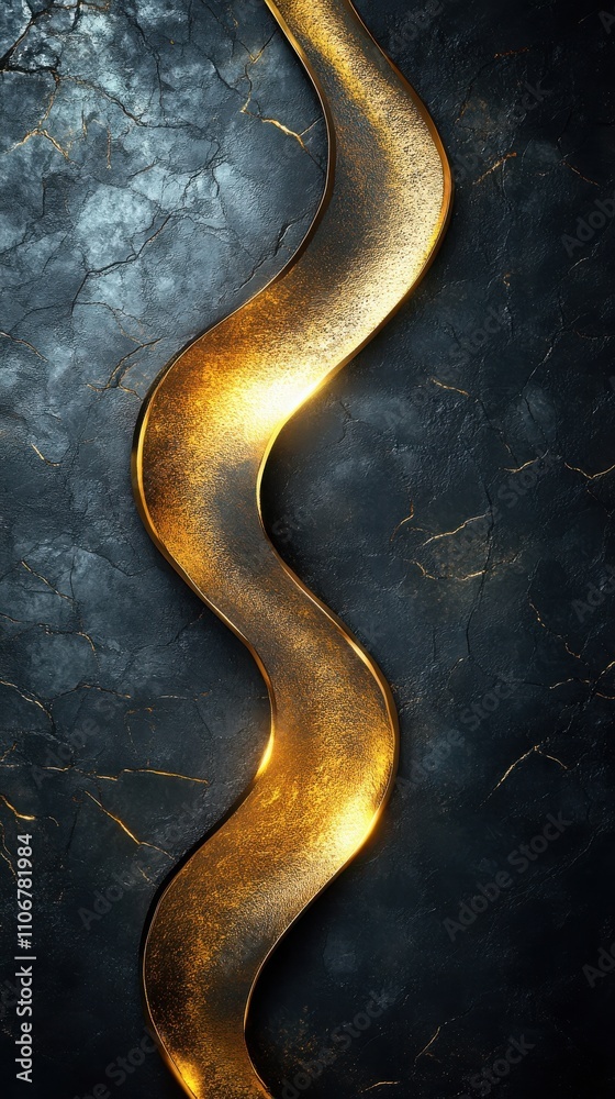 Abstract Gold Wave Texture on Dark Cracked Surface Background Abstract Gold Wave Texture on Dark Cracked Surface Background