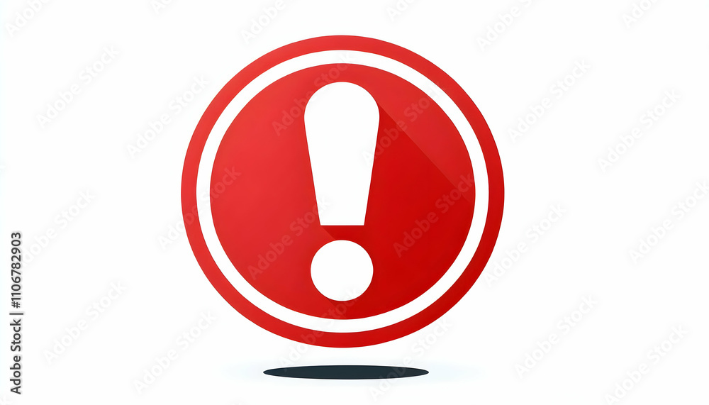 Icon A flat 2D design of a white exclamation mark inside a red circle, isolated on a white background, re2 Icon A flat 2D design of a white exclamation mark inside a red circle, isolated on a white background, re2