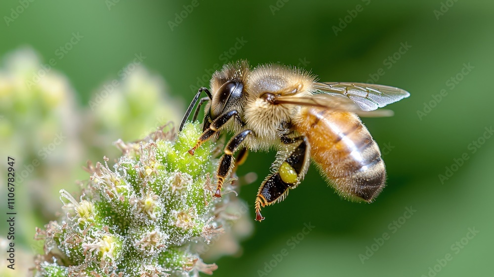 Honeybee Pollinating Flower Macro Photography Nature Close Up Honeybee Pollinating Flower Macro Photography Nature Close Up