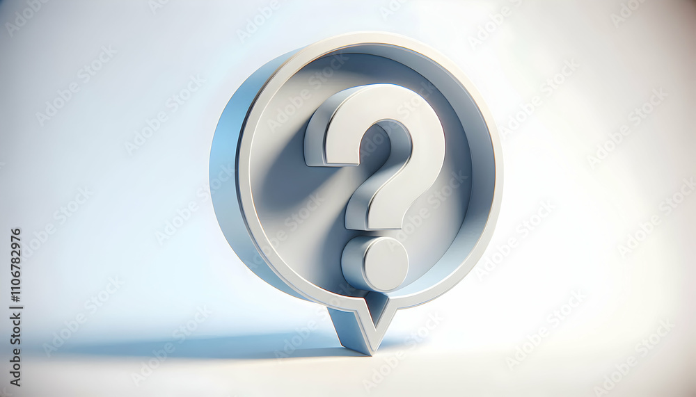 Icon A 3D rendering of a question mark inside a speech bubble on a white background, isolated with sharp 4 Icon A 3D rendering of a question mark inside a speech bubble on a white background, isolated with sharp 4